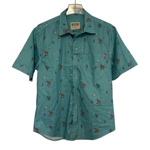 RSVLTS Men's Teal Short Sleeve Shirt with Fun Pattern